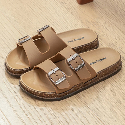 Double Strap Women's Slippers Summer Adjustable Soft Sole Shoes Outdoor Fashion Flat Bottom Sandals Women