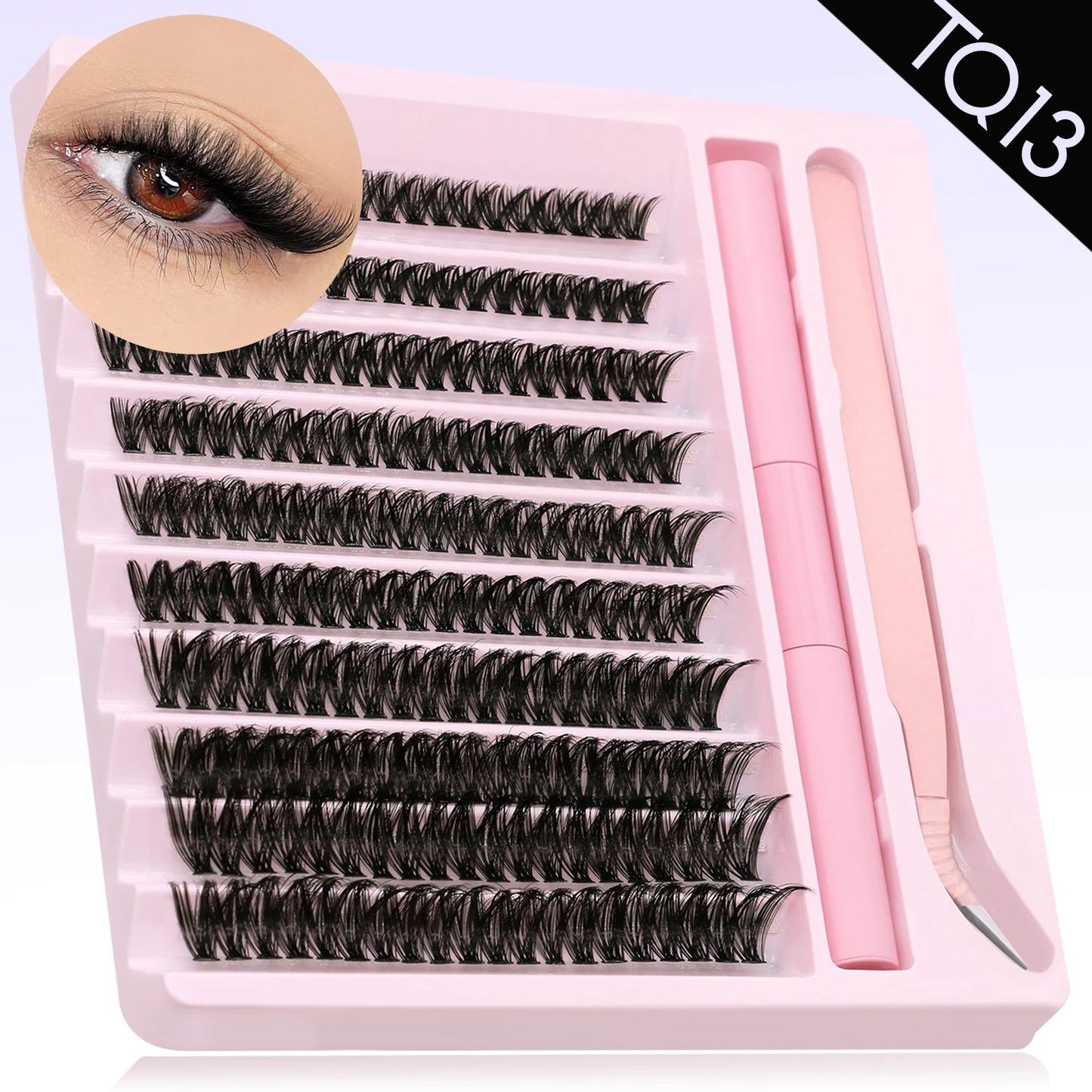 Eyelash Clusters Kit DIY Lash Extension Kit Lash Bond And Seal And Eyelash Tweezers With Waterproof Strong Hold