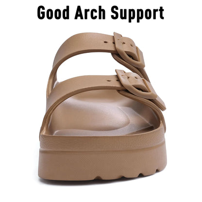 Fashion Thick Sole Slippers For Women Lightweight EVA Beach Shoes With Adjustable Buckle Summer New Orthopedic Slippers