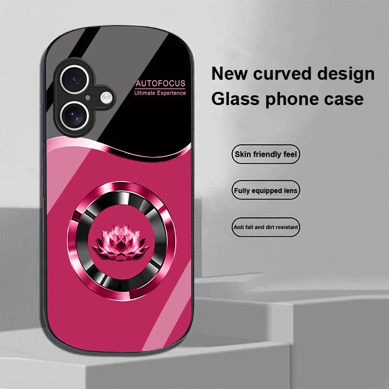 Circle Lotus White For Apple IPhone 16 11 13 15 14 Pro Max 12 Mini 7 8 Plus XR X XS Elliptical Shaped Tempered Glass Phone Case