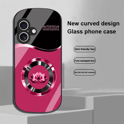 Circle Lotus White For Apple IPhone 16 11 13 15 14 Pro Max 12 Mini 7 8 Plus XR X XS Elliptical Shaped Tempered Glass Phone Case