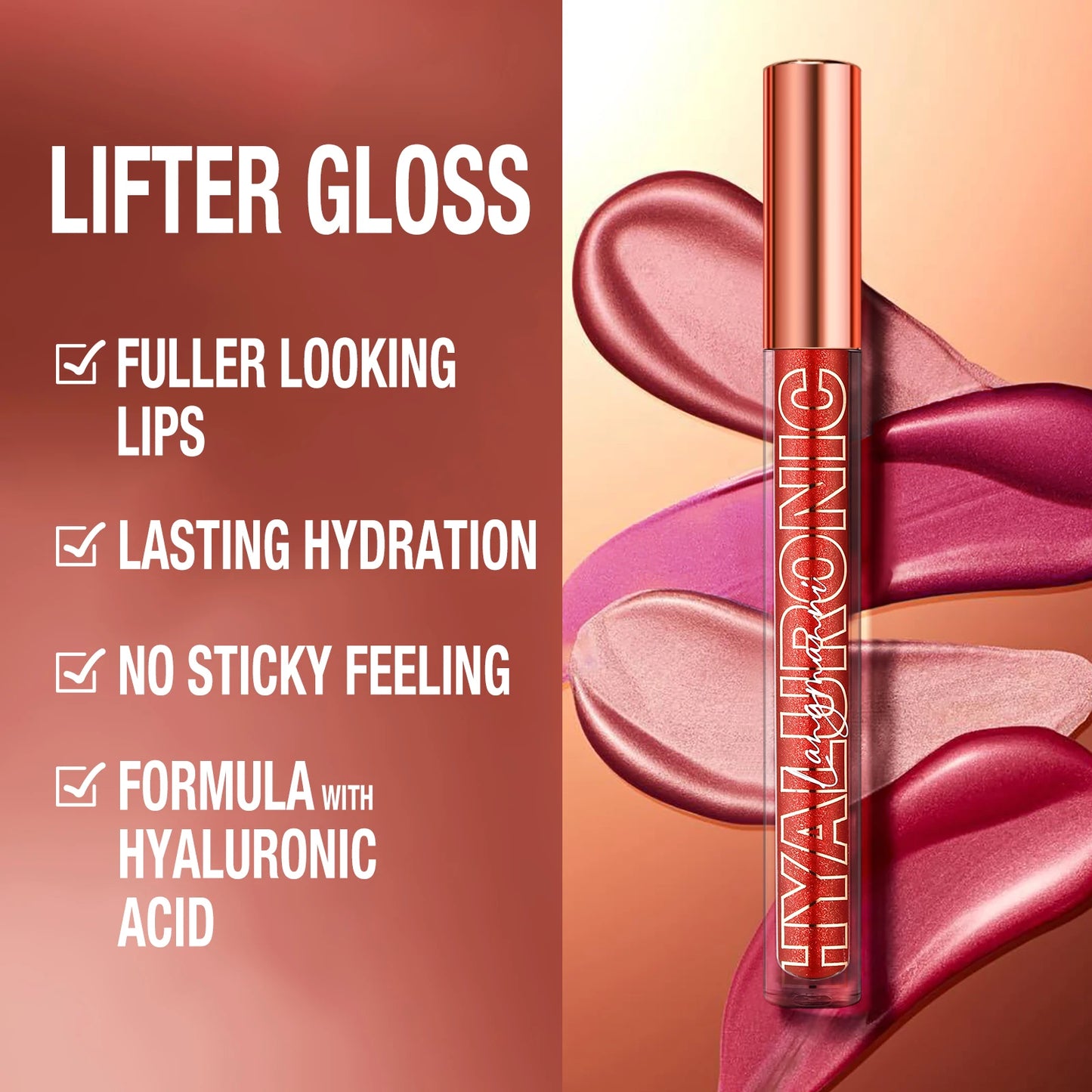 Hyaluronic Acid Lip Gloss, 8-Color Shimmering Lip Tint, Moisturizing Hydrating,Long-Lasting Shine Popular Best-Selling lip gloss