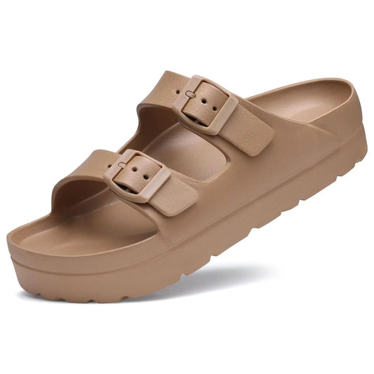 Fashion Thick Sole Slippers For Women Lightweight EVA Beach Shoes With Adjustable Buckle Summer New Orthopedic Slippers
