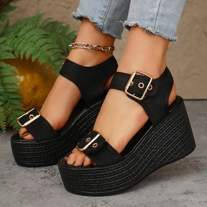 Sandals female super high heels heightening new summer fish mouth thick bottom slippers fashion muffin shoes women's shoes