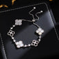 Fashion New Shell Stone Crystal Pink Flower Bracelet for Women Personalized Stainless Steel Cuff Bracelet Jewelry Accessories