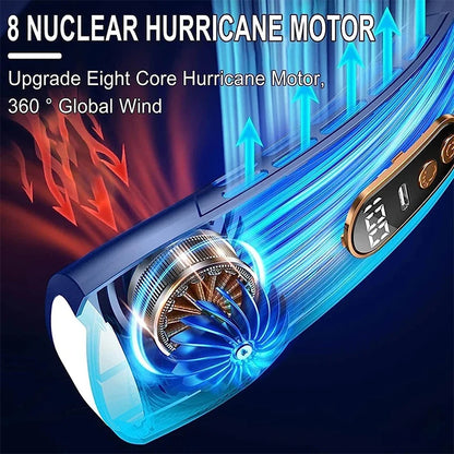 New Hanging Neck Fan Ice Magnet Cooler Digital Display Rechargeable Air Conditioner Neck Ventilator With Colorful Light