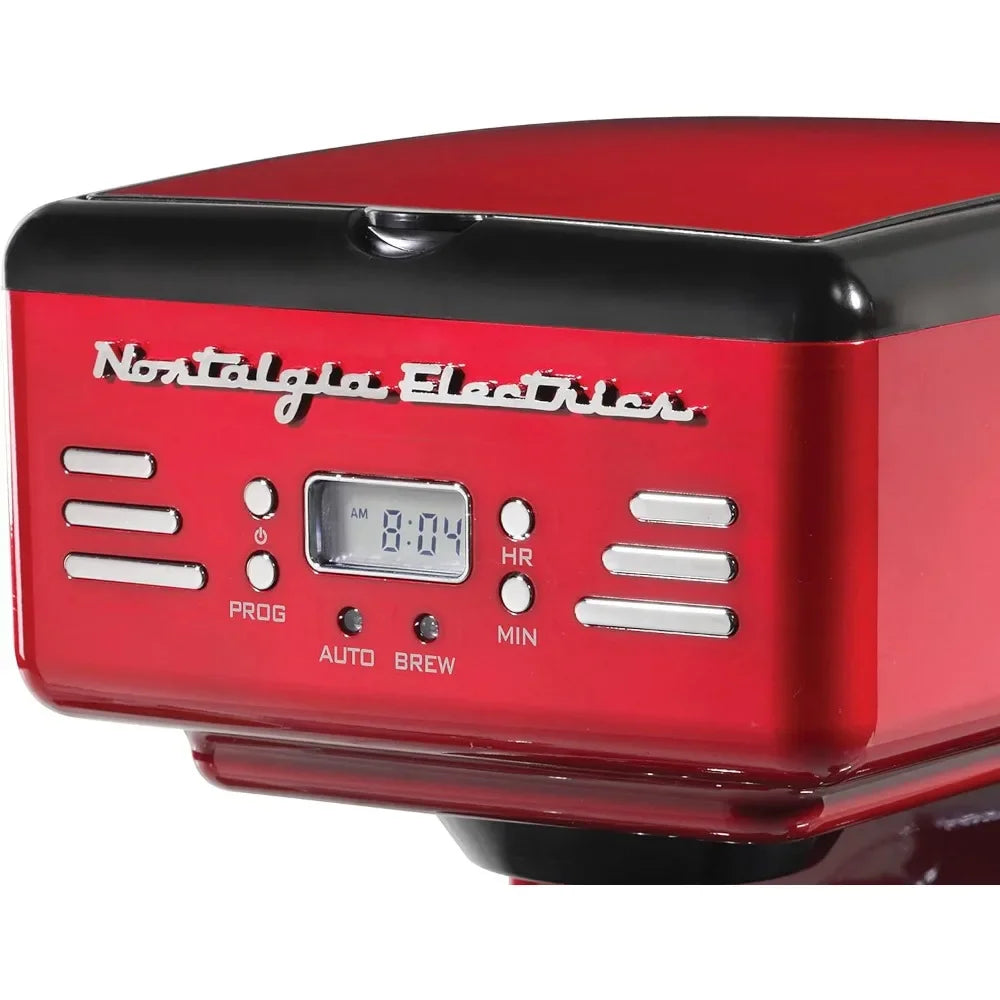 Nostalgia Retro 12-Cup Programmable Coffee Maker With LED Display, Automatic Shut-Off & Keep Warm, Pause-And-Serve Function, Red