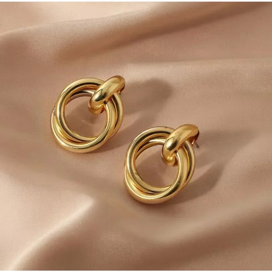 Classic Gold Color Geometric Irregular Stud Earrings for Women Design Sense Knot Piercing Earring Fashion Jewelry