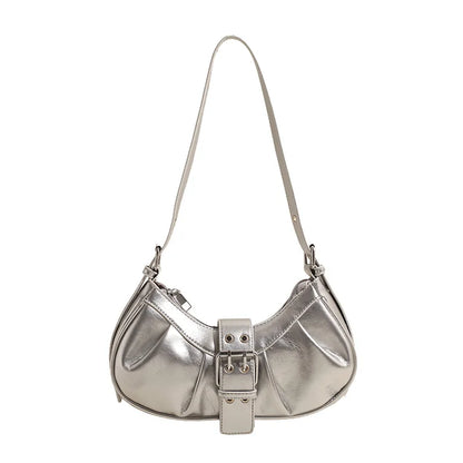 Leather Crossbody Bag for Women Clutch Purse with Adjustable Strap Hobo Bag Buckle Underarm Purse for Travel Work Shopping
