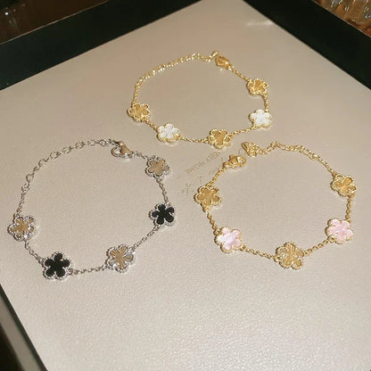 Shell Stone Flower Bracelet for Women Personalized Stainless Steel Bracelet
