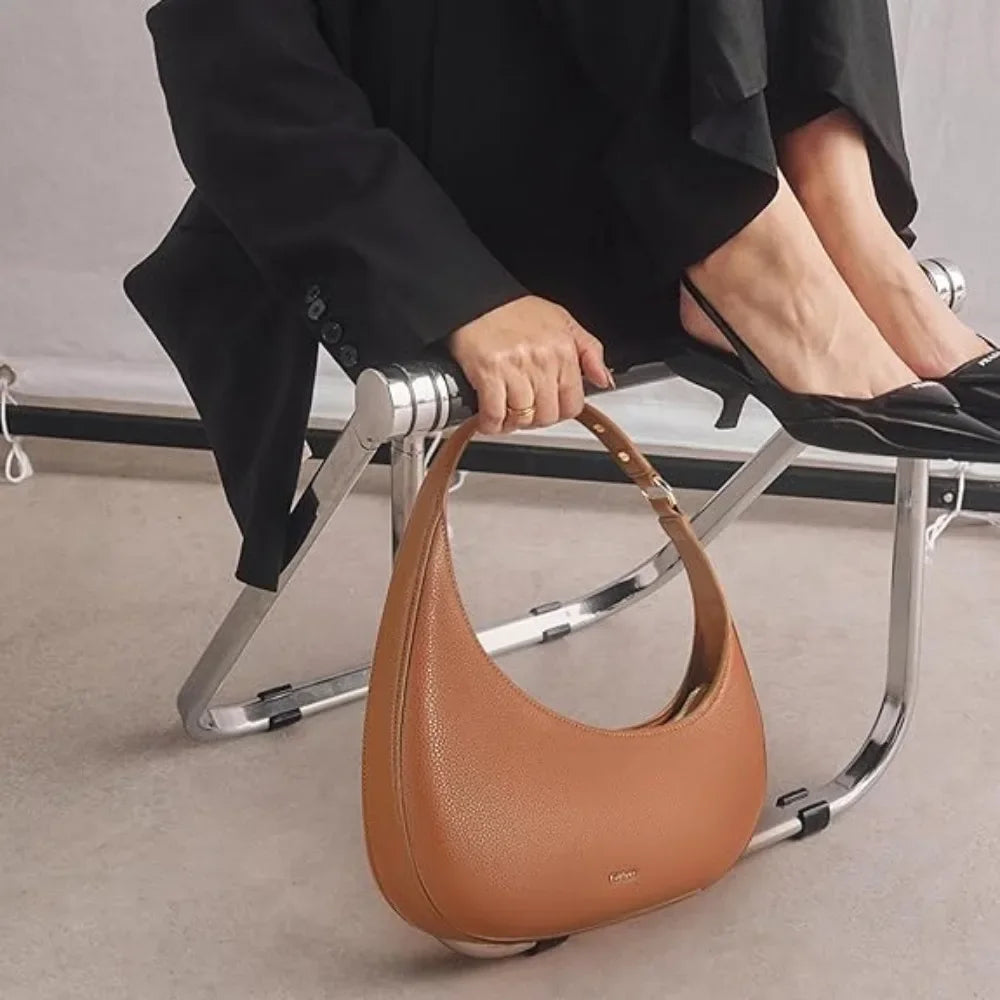 Women's Cervine Shoulder Bag Vegan Leather Top-Handle Handbag Shoulder Bag Cross-borderCrescent Bag Design Handbag Versatile Bag