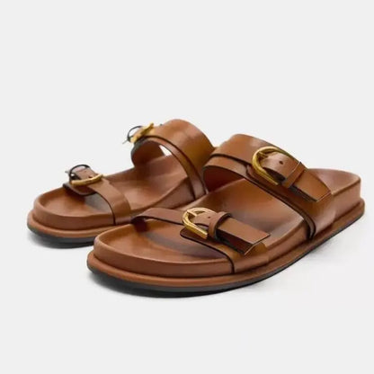 Women’s Flat Slingback Sandals  Round Toe with Buckle