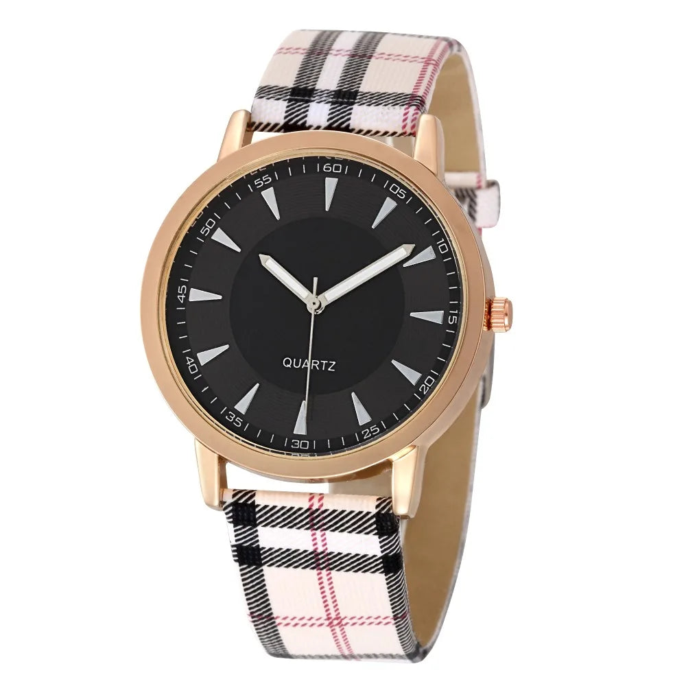Fashion Casual Women's Quartz Watches Black White Dial Analog Ladies Wristwatch Leather Strap Simple Female Clock Gift for Women