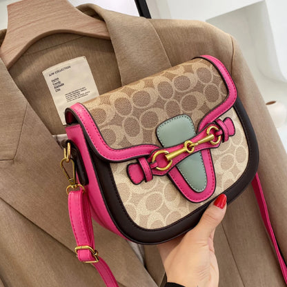 New trendy and retro crossbody bag for women, Korean version western-style women's bag, saddle bag, wide shoulder strap shoulder