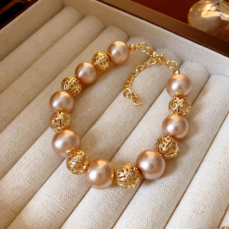French Retro Geometric Pearl Necklace Earring Fashion Design Temperament Collarbone Chain Light Luxury High-end Jewelry Sets