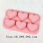 6 Cavities Valentine's Day Heart Silicone Baking Mold Love Chocolate Candy Biscuit Ice Mould Cute Gifts Soap Candle Making Set