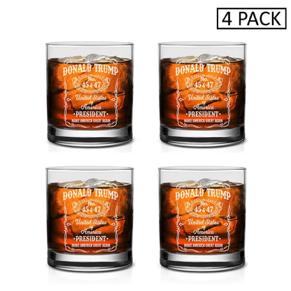 1/2/4PCS Trump Whiskey Glass Wine Glass Lasers Engraved Presidency Glasses Right Wing,Glassware for Drinking,Conservative Gift