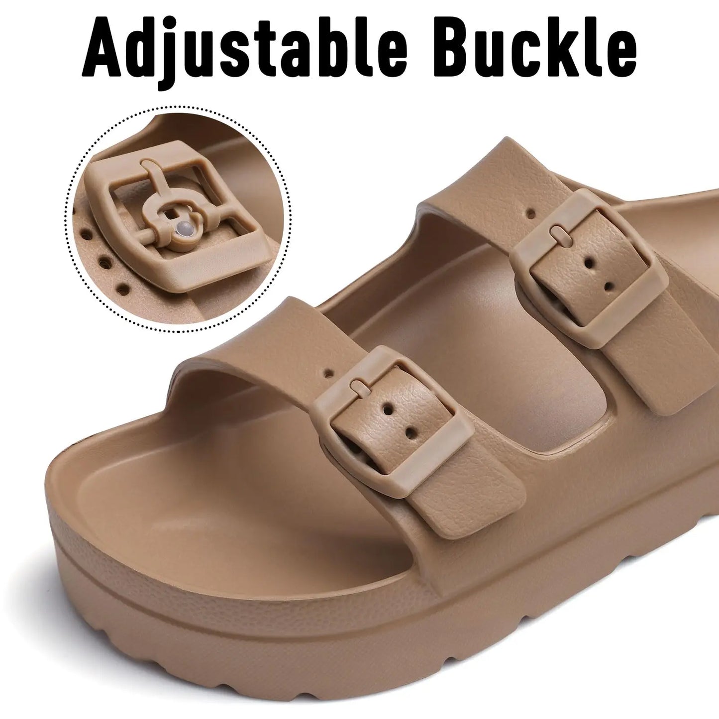 Fashion Thick Sole Slippers For Women Lightweight EVA Beach Shoes With Adjustable Buckle Summer New Orthopedic Slippers