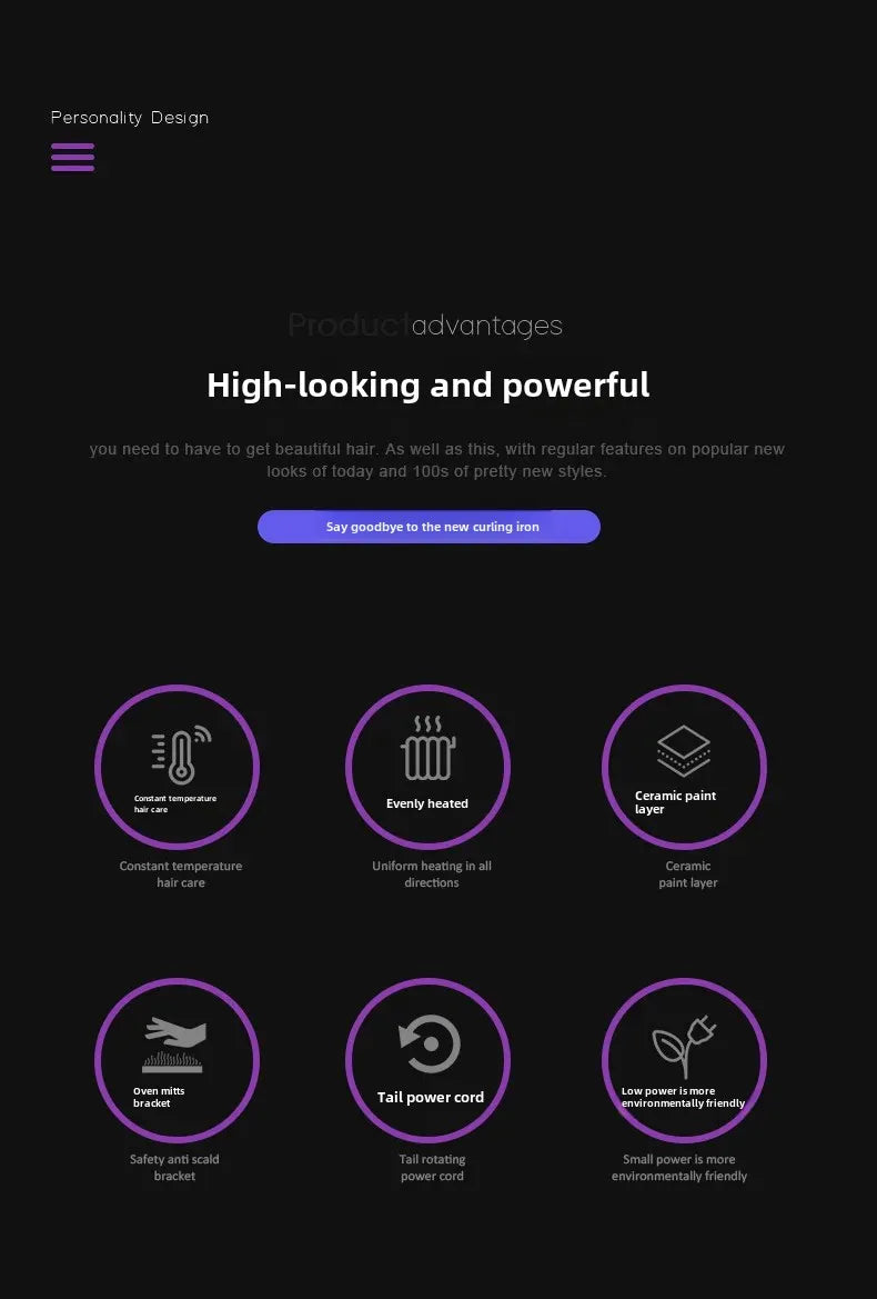 Curling Iron Large Wave Women's Hair Damage-Free Lazy Hair Styling 32mm Bangs Small Size Hairdressing Tools