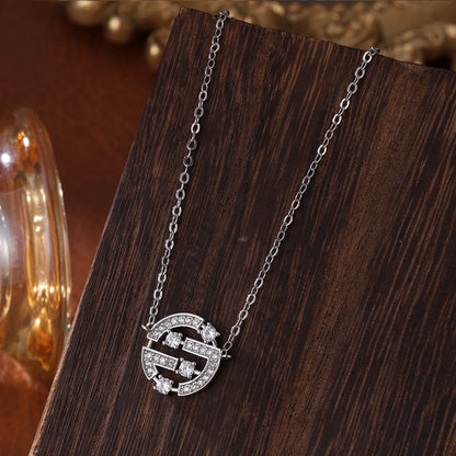 Lucky Four-leaf Clover CZ Necklace For Women's Dynamic Fashion Clavicle Chain Versatile Fashion Accessories