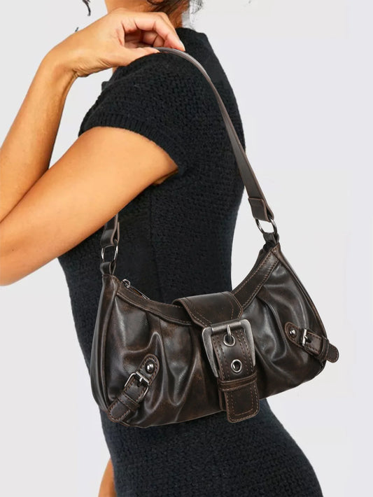 Y2K Punk Style Hobo Bag – Studs & Buckles Shoulder Bag for Women