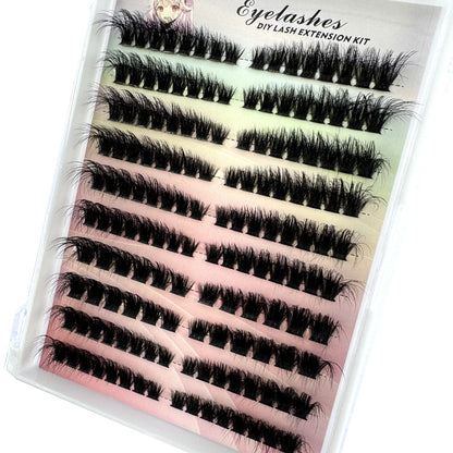 14Rows Fluffy Lash Clusters Thick Volume Eyelash Clusters Extensions 50D/80D Left/Right Individual Lashes Cat Eye Lash Extension
