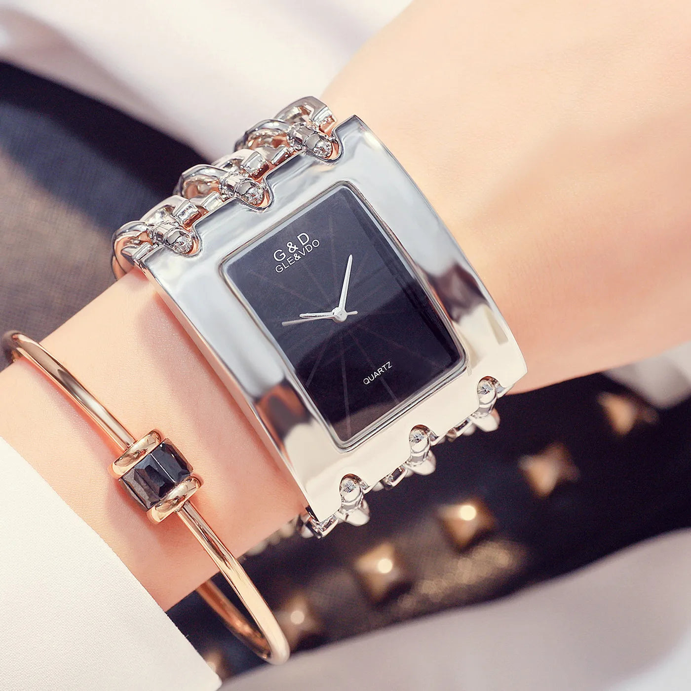 Women Luxury Brand Watch Dress Rhinestone Women Wristwatches Stylish Gold Female Watches for Women