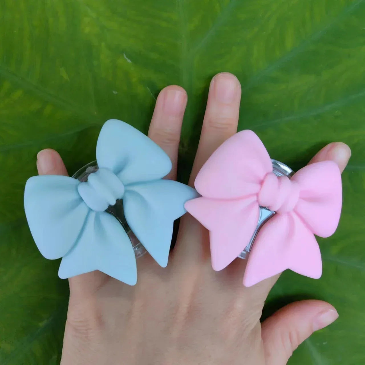 Cute Plain Macaron Color Bow-knot Smart Tok Universal Phone Holder Korean Girl's Phone Bracket GripTok Stand Socket Lazy Bracket