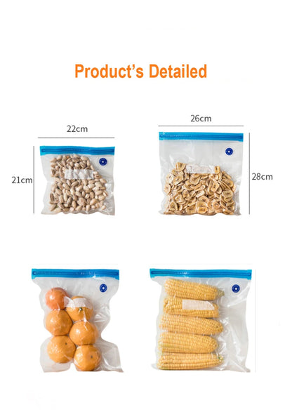 Vacuum Bag Vacuum Zipper Bags Reusable Food Storage Bags For Vacuum Sealer 5pcs / 10pcs lot Food Packer Bags Keep Food Fresh