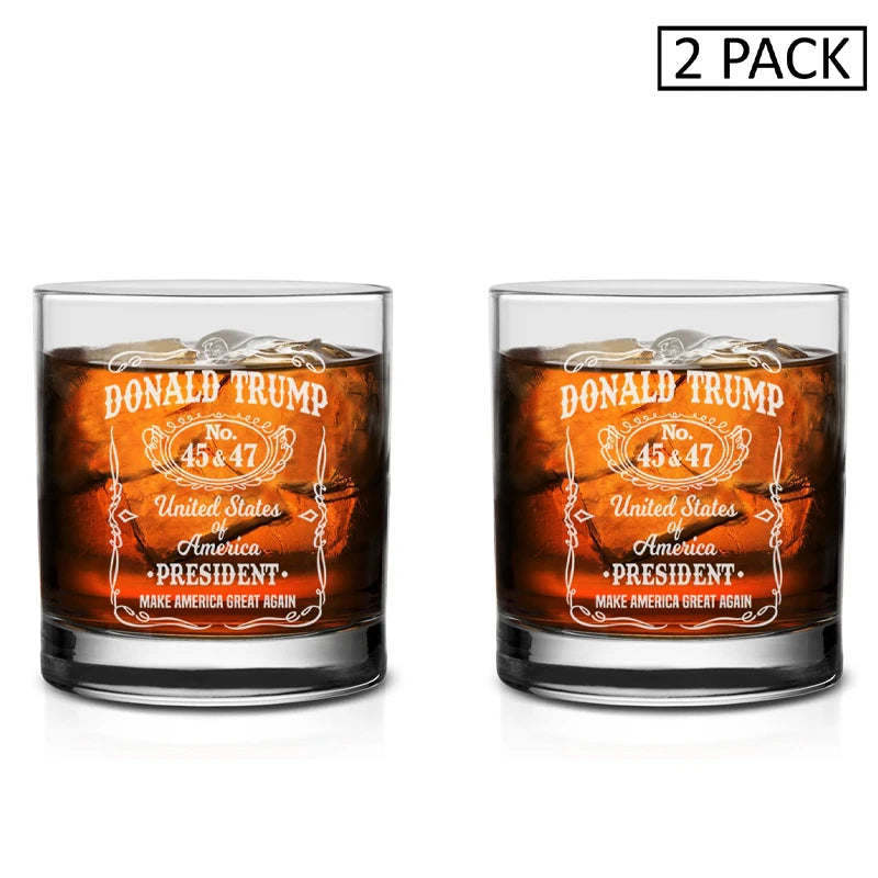 1/2/4PCS Trump Whiskey Glass Wine Glass Lasers Engraved Presidency Glasses Right Wing,Glassware for Drinking,Conservative Gift