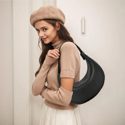 Women's dumpling bag, crossbody bag, shoulder bag, PU leather handbag, moon bag