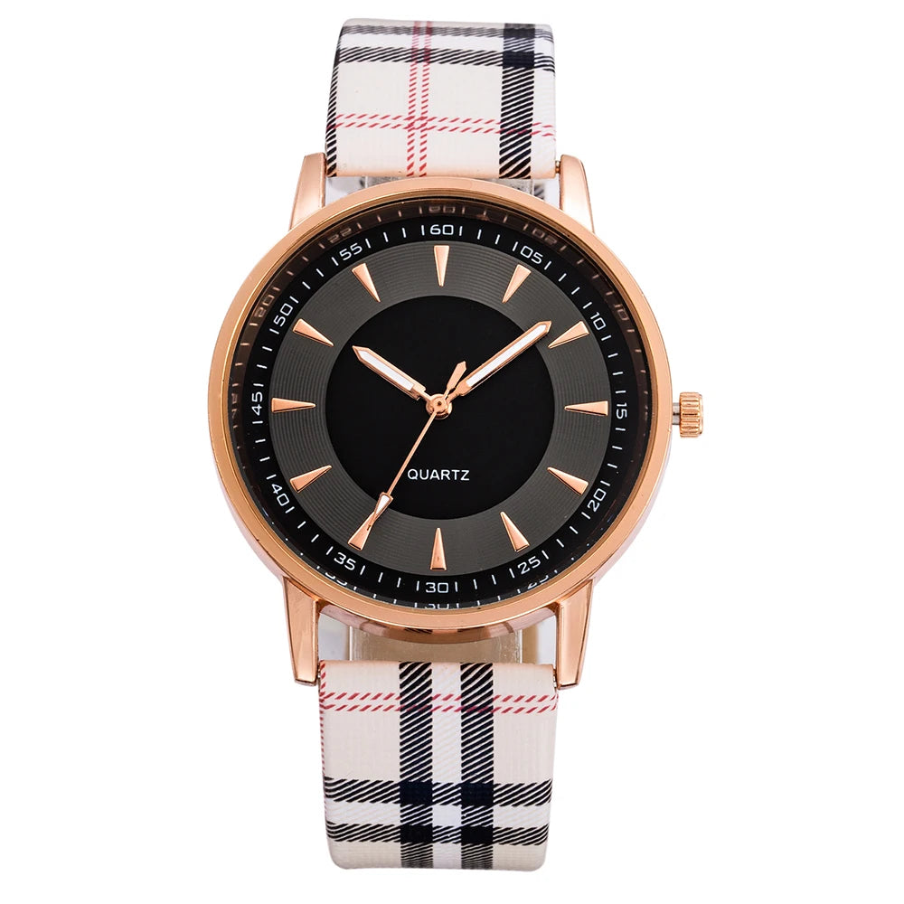 Fashion Casual Women's Quartz Watches Black White Dial Analog Ladies Wristwatch Leather Strap Simple Female Clock Gift for Women