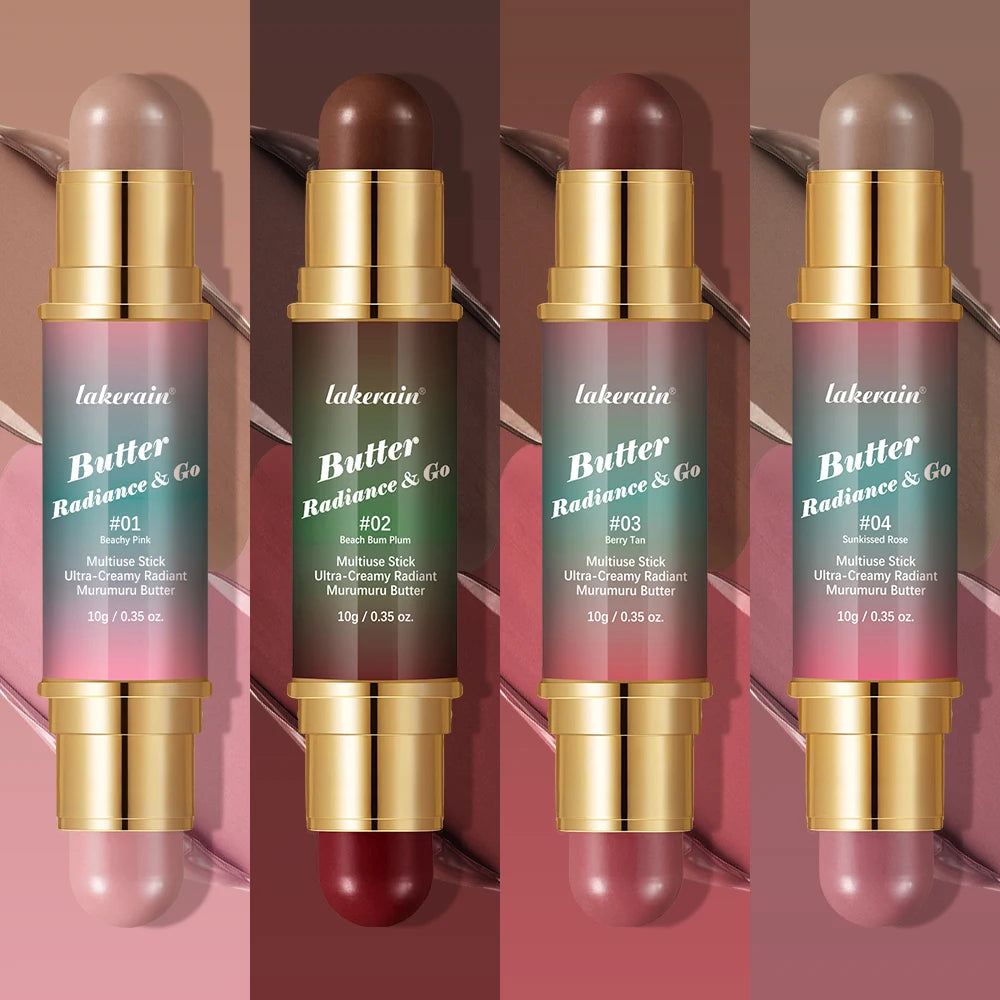 Butter Glow & Go Multiuse Stick – Double-Headed Bronzer & Blush for Cheeks, Eyes, Lips | Matte & Glossy Finish