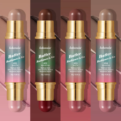 Butter Glow & Go Multiuse Stick – Double-Headed Bronzer & Blush for Cheeks, Eyes, Lips | Matte & Glossy Finish