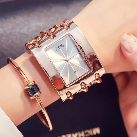 Women Luxury Brand Watch Dress Rhinestone Women Wristwatches Stylish Gold Female Watches for Women