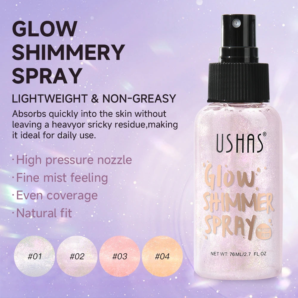 Body highlight spray, quick-drying and non-sticky, liquid glitter highlighter, long-lasting gloss
