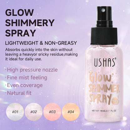 Body highlight spray, quick-drying and non-sticky, liquid glitter highlighter, long-lasting gloss