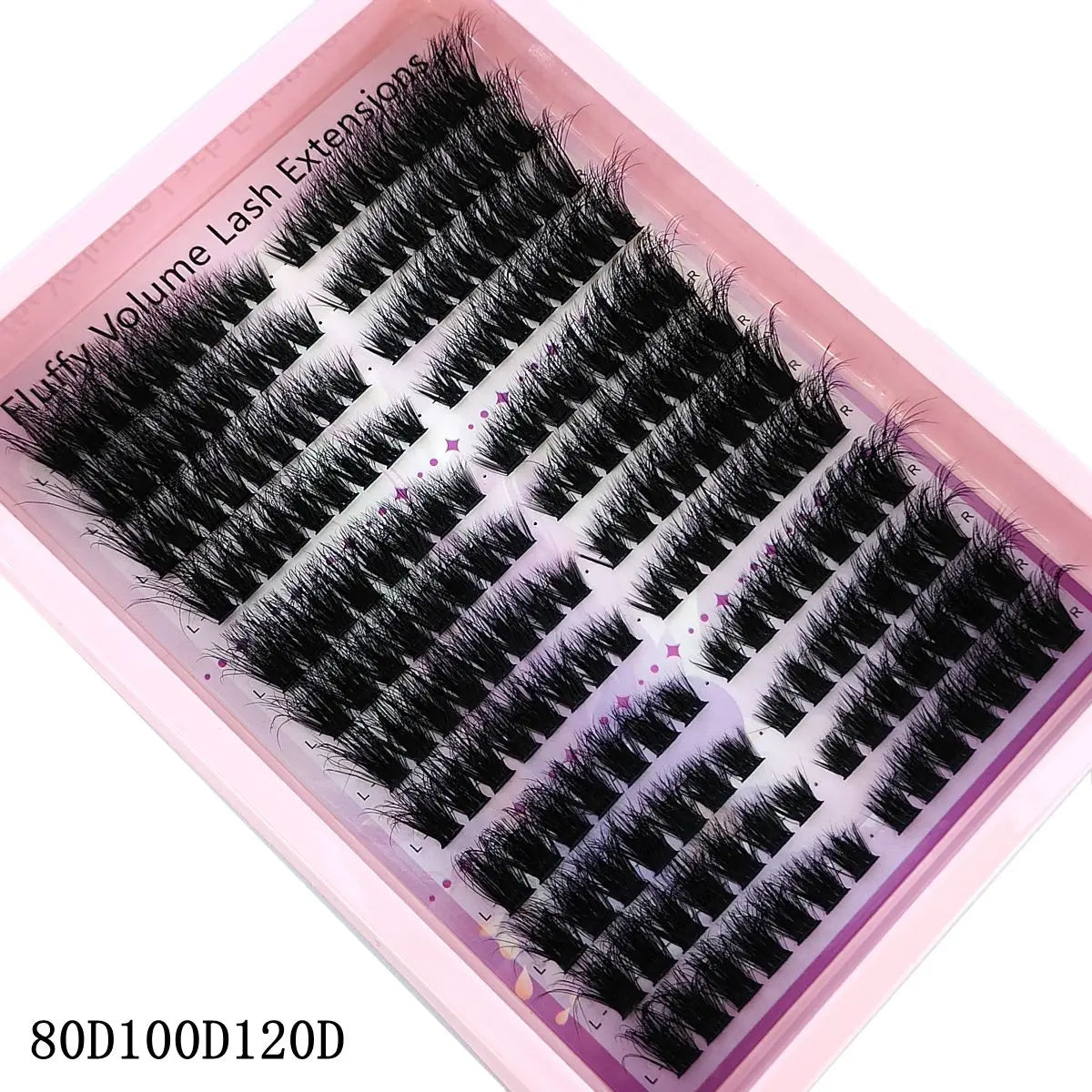 14Rows Fluffy Lash Clusters Thick Volume Eyelash Clusters Extensions 50D/80D Left/Right Individual Lashes Cat Eye Lash Extension