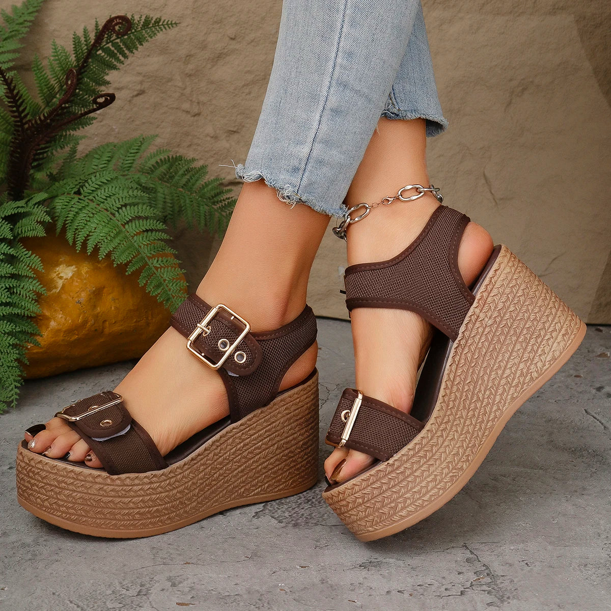 Sandals female super high heels heightening new summer fish mouth thick bottom slippers fashion muffin shoes women's shoes