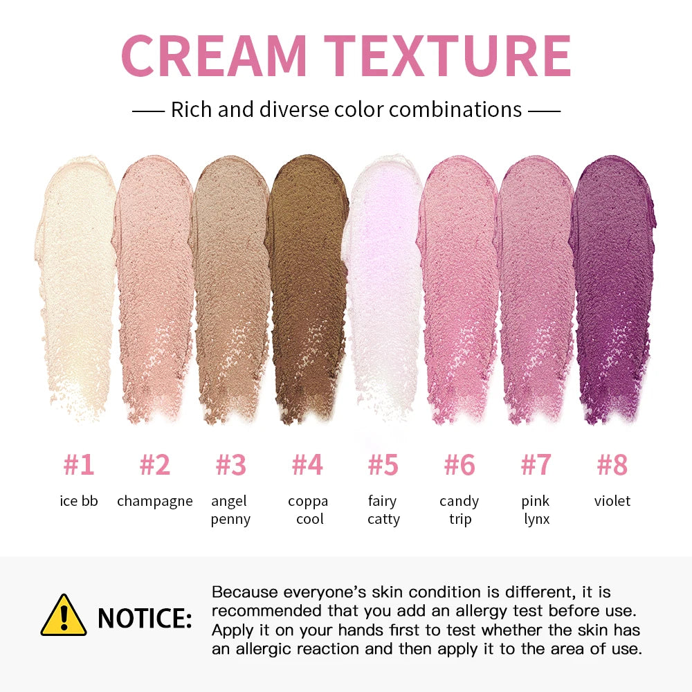 8 Colors Cream Highlighter Palette for Highlight, Blush&Contouring, Various Colors To Meet Various Makeup Needs Highlight Disc