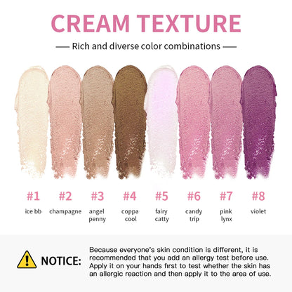 8 Colors Cream Highlighter Palette for Highlight, Blush&Contouring, Various Colors To Meet Various Makeup Needs Highlight Disc