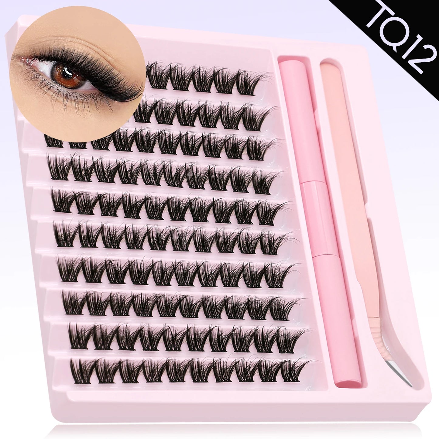 Eyelash Clusters Kit DIY Lash Extension Kit Lash Bond And Seal And Eyelash Tweezers With Waterproof Strong Hold