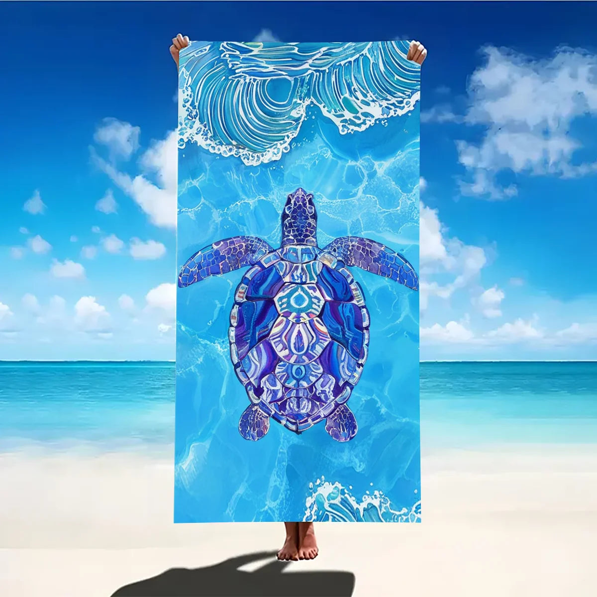 Print Sea Beach Towel Quick-Dry Washable Beach Towels Sandproof Portable Beach Towels  For Travel Swimming Camping Beach