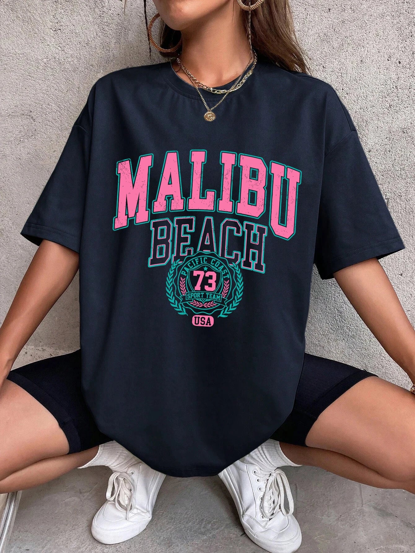 Malibu Beach Letter Print Print Womens T-Shirts Street Casual Tshirt Summer Brand Tee Clothing Hip Hop Breathable Tshirts Women