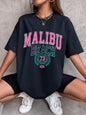 Malibu Beach Letter Print Print Womens T-Shirts Street Casual Tshirt Summer Brand Tee Clothing Hip Hop Breathable Tshirts Women