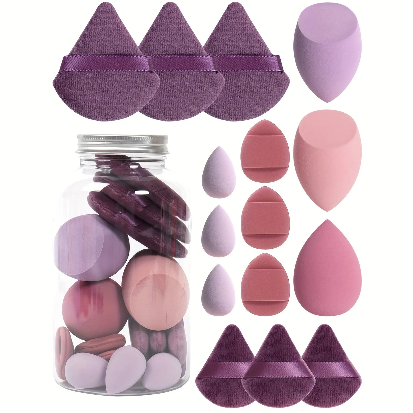 15-Piece Makeup Puff & Sponge Set – Loose Powder Puffs, Mini Makeup Eggs & Air Cushion Applicators