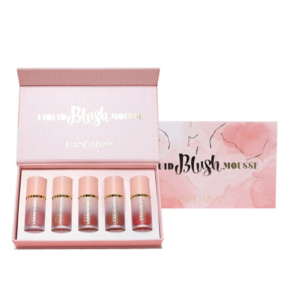 Liquid Blush Set with Sponge Tip Easy to Wear High Pigment Long Lasting Makeup Blusher For Cheek And Lip Gift Box Kit
