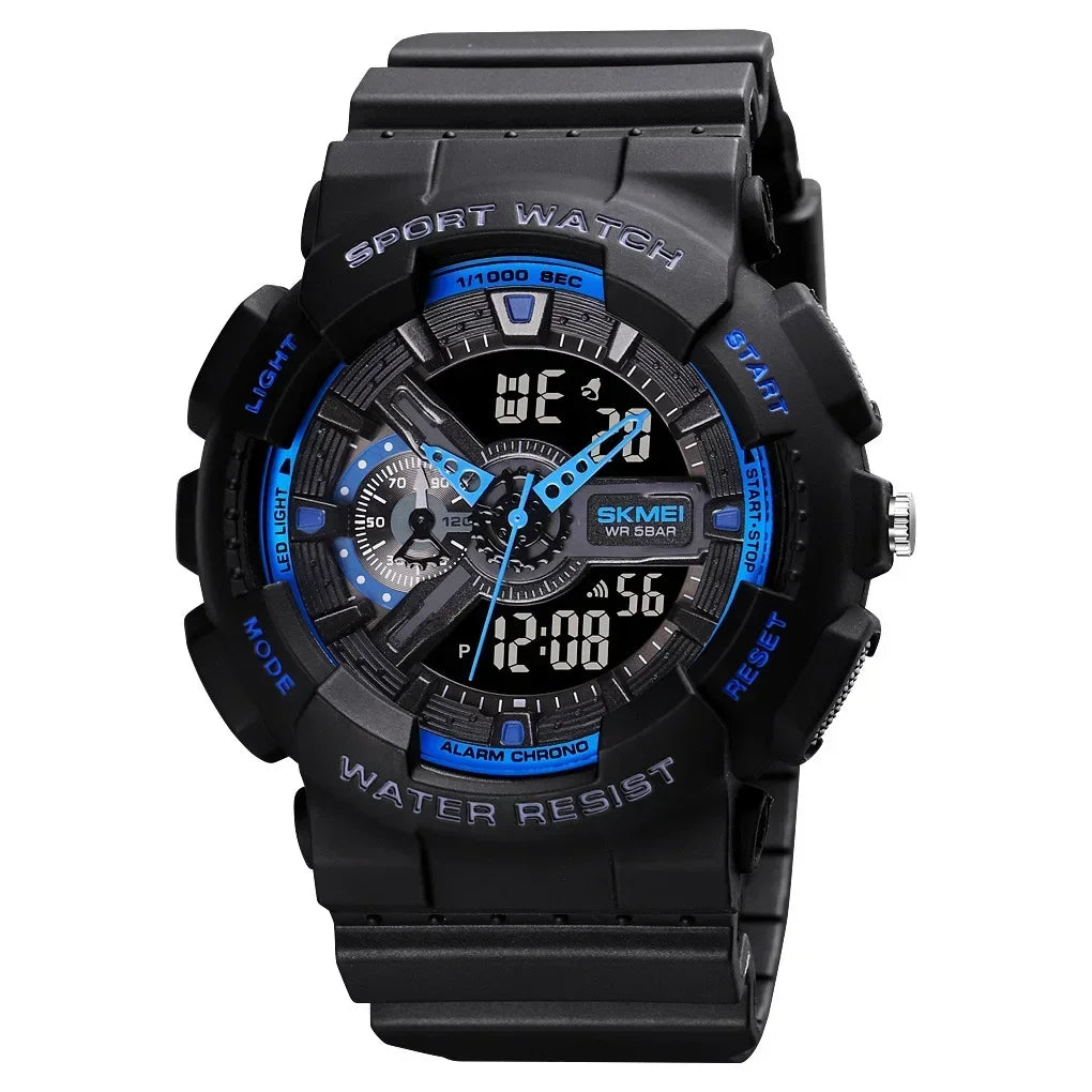 Dual Display  Sports Digital Watch – LED Chrono Alarm Waterproof
