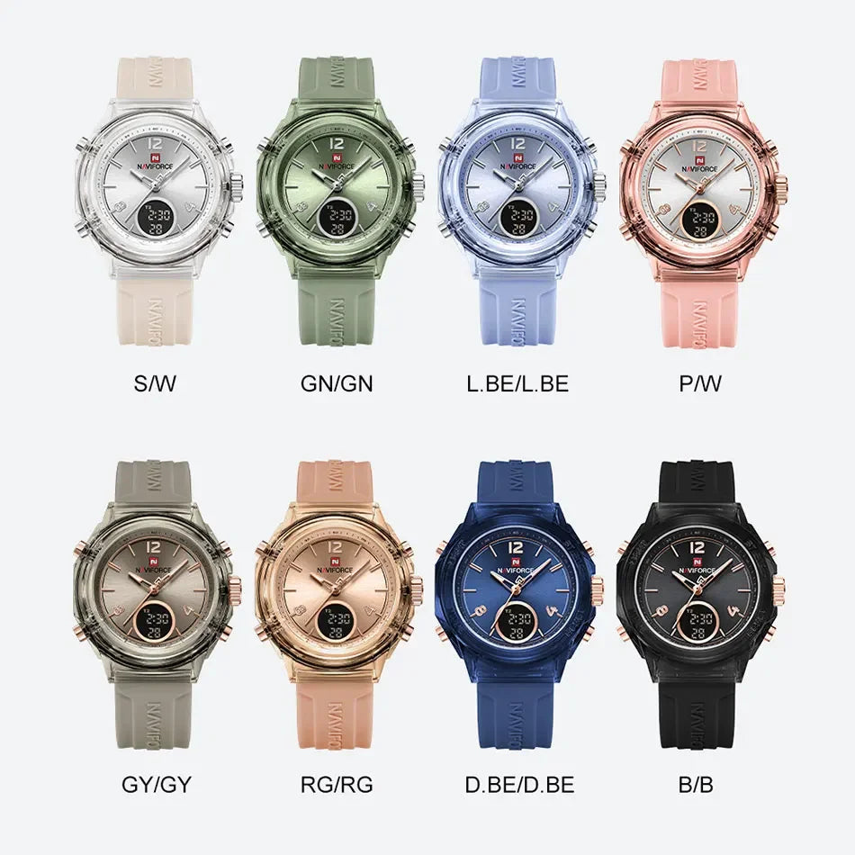 Women's Watch Outdoor Sports Waterproof Watches Dual Time Display Quartz Wristwatches Rubber Digital Clock