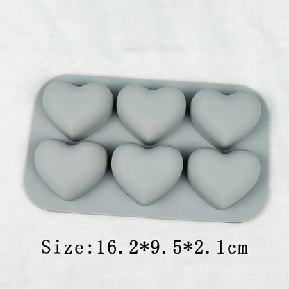 6 Cavities Valentine's Day Heart Silicone Baking Mold Love Chocolate Candy Biscuit Ice Mould Cute Gifts Soap Candle Making Set